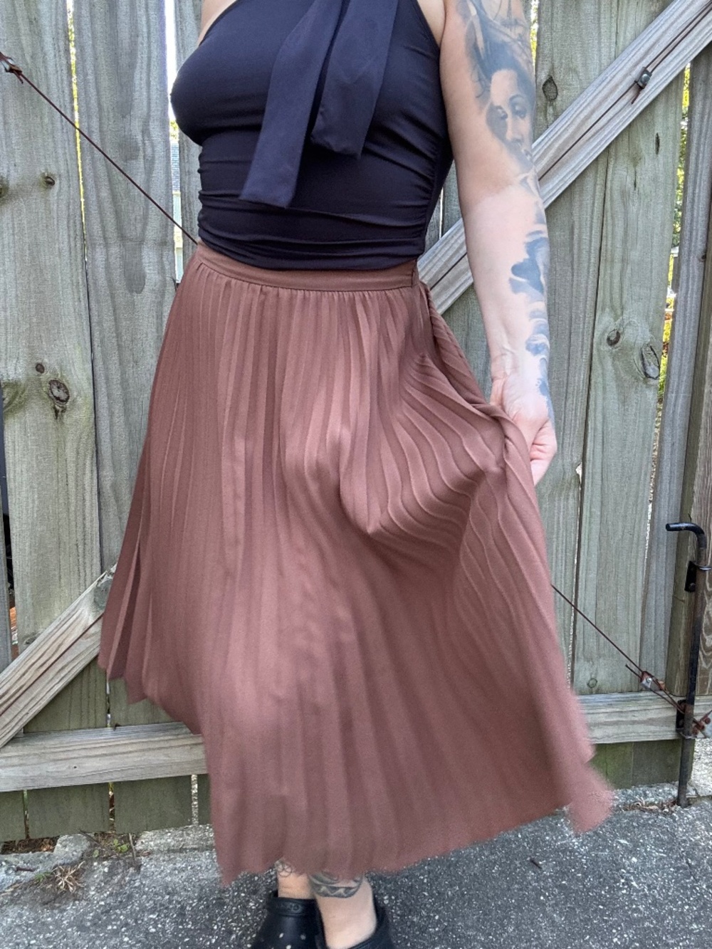Lands' End Brown Pleated Skirt